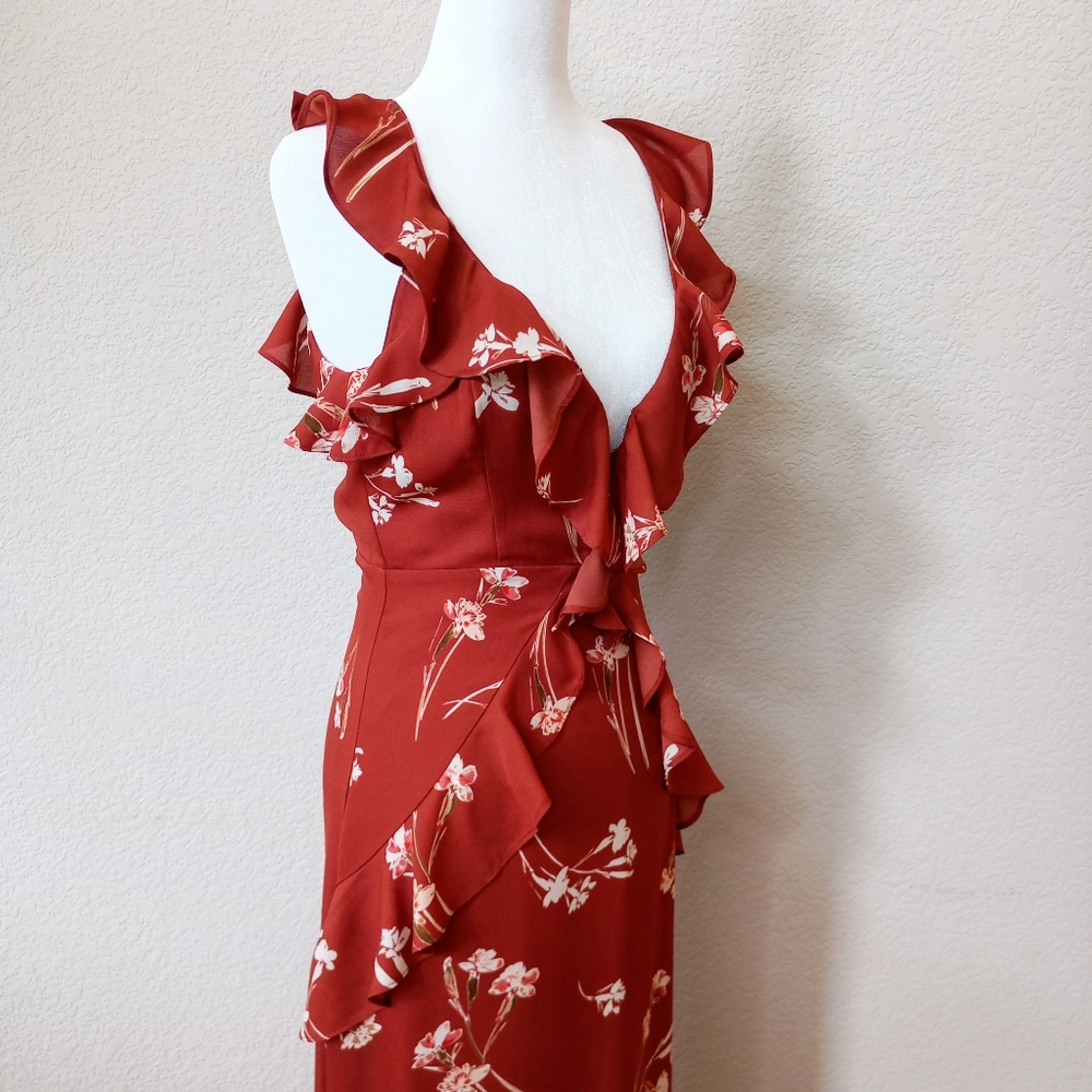 ASTR Rust Floral Ruffle Maxi Dress - Picture 7 of 10